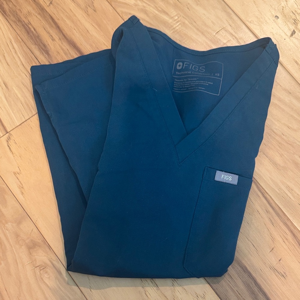 Figs Catarina Dark Teal Top XS
